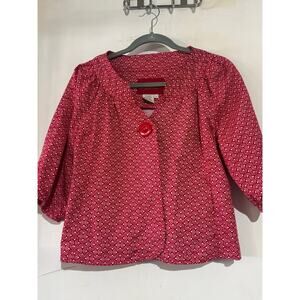 LAL “Live a Little” retro red & white patterned swing cropped jacket blazer Med